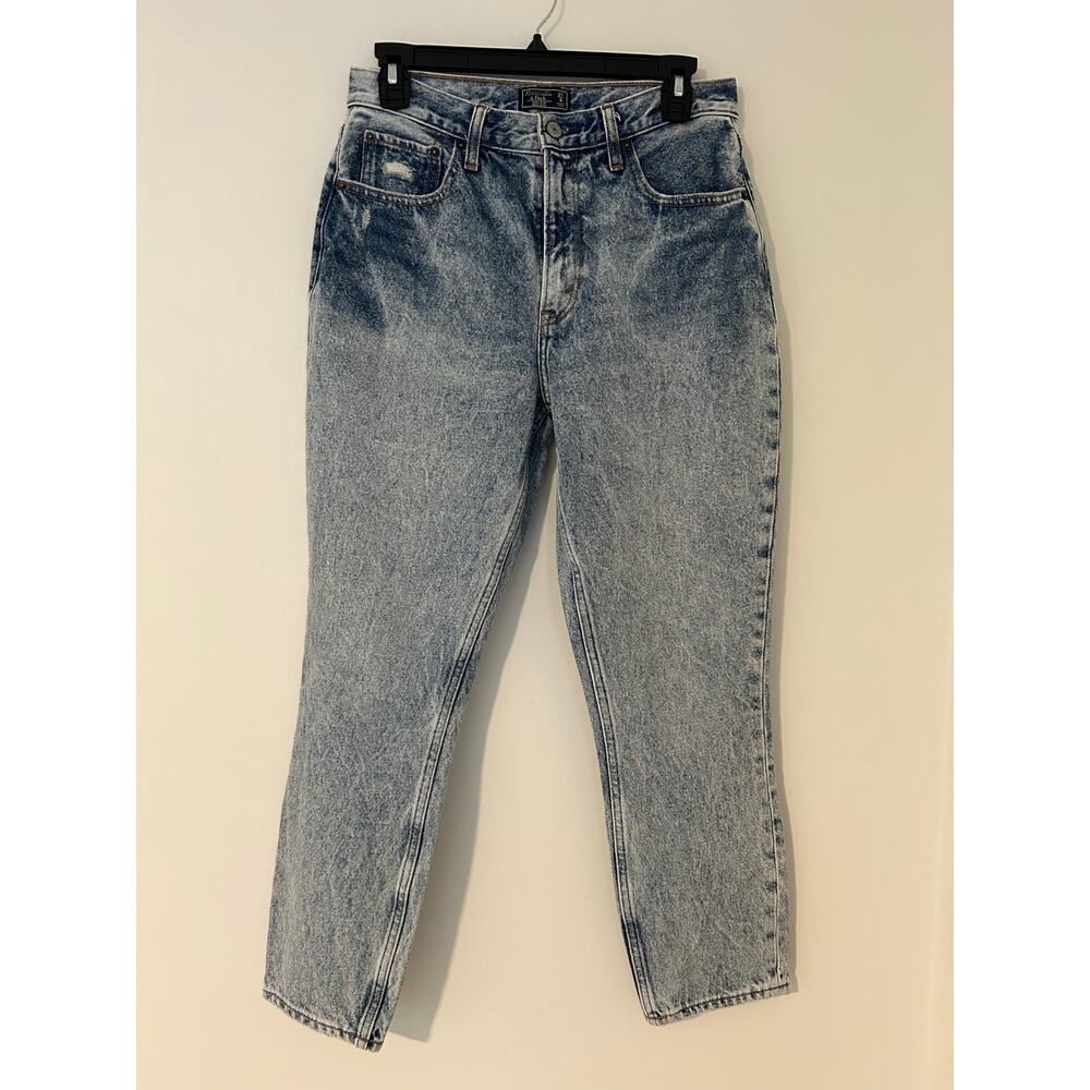 Abercrombie & Fitch High Rise Mom Jean Denim 27 4R EUC Acid Wash Straight